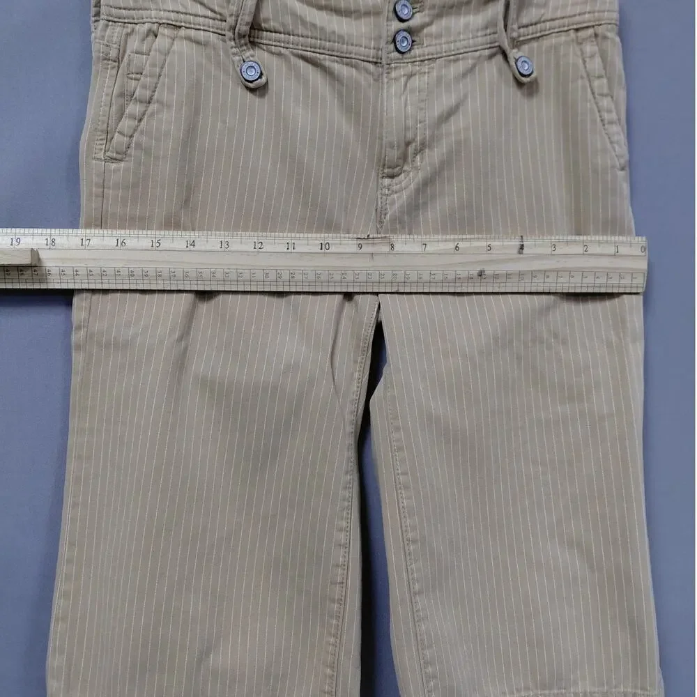 Gap Low Rise Cropped Beige Pocket Pinstripe Capri Pants Women Size 1